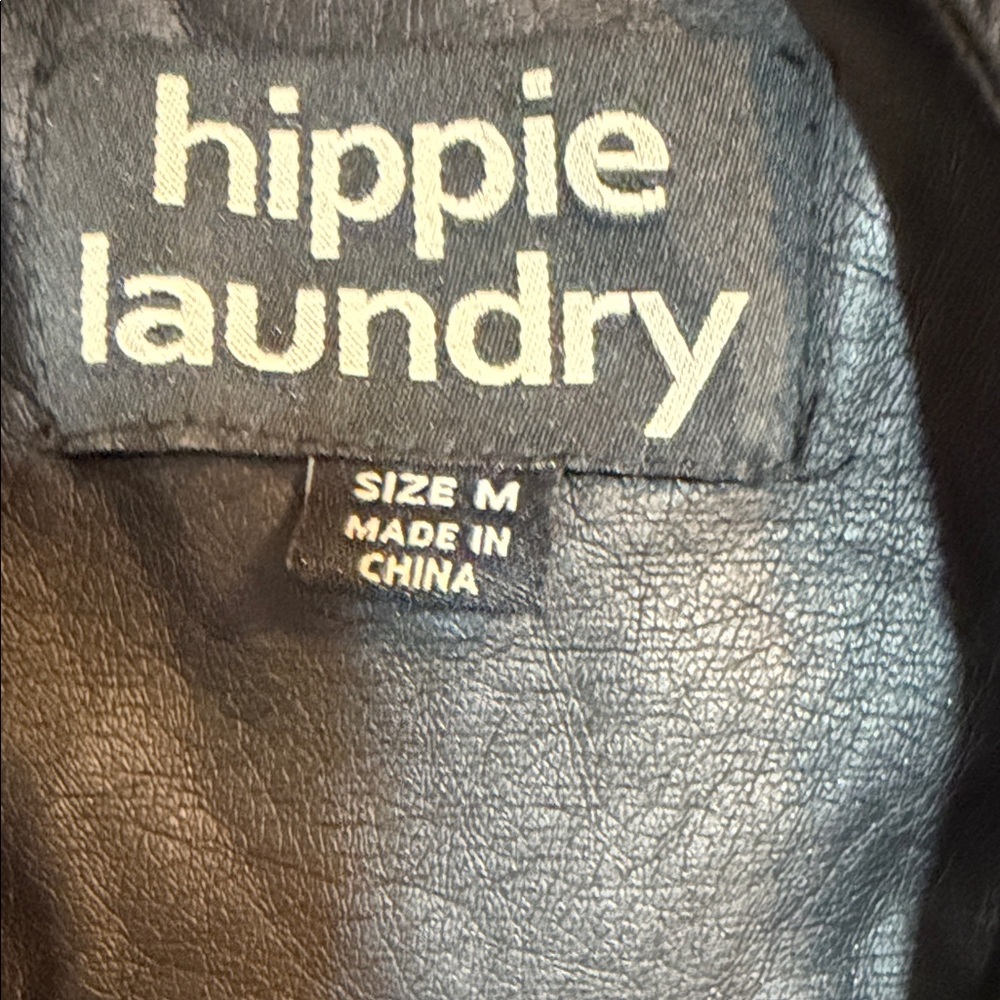 Hippie Laundry Black Leather Jacket with Floral Embroidery - Picture 2 of 7